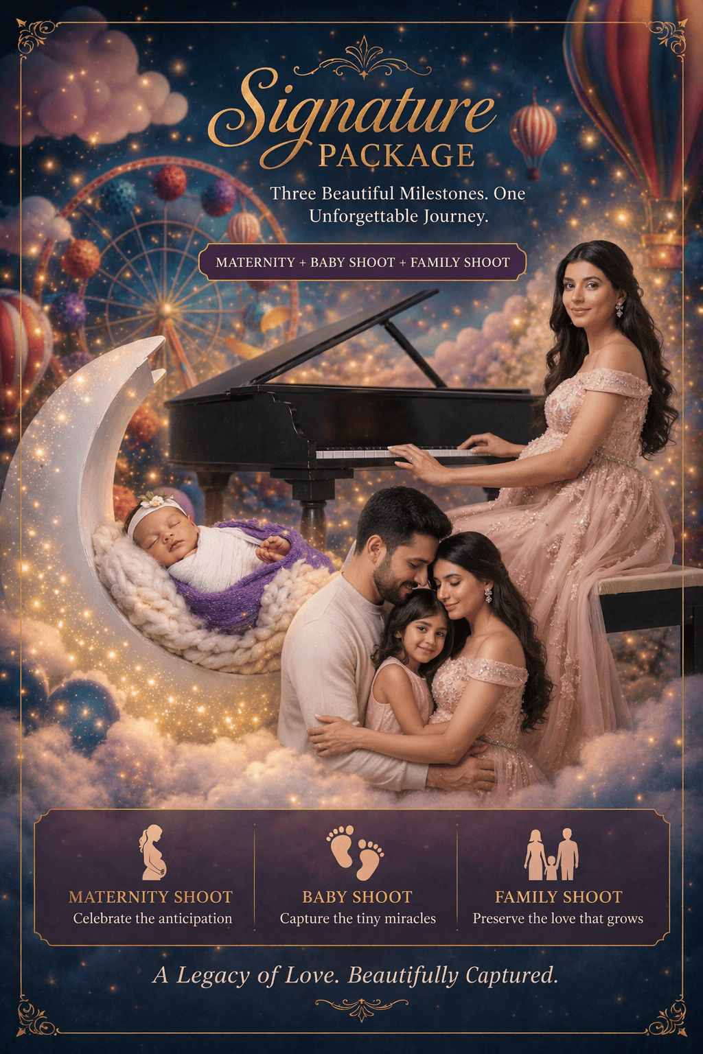 Signature Package (Maternity + Baby Shoot + Family Shoot) baby photoshoot package cover image in Pune