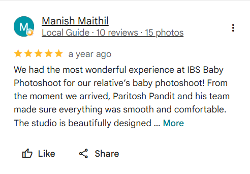 Google Business review screenshot 11 for IBS Baby Photoshoot Pune