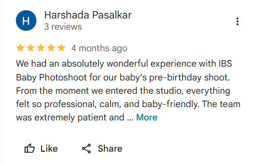 Google Business review screenshot 1 for IBS Baby Photoshoot Pune